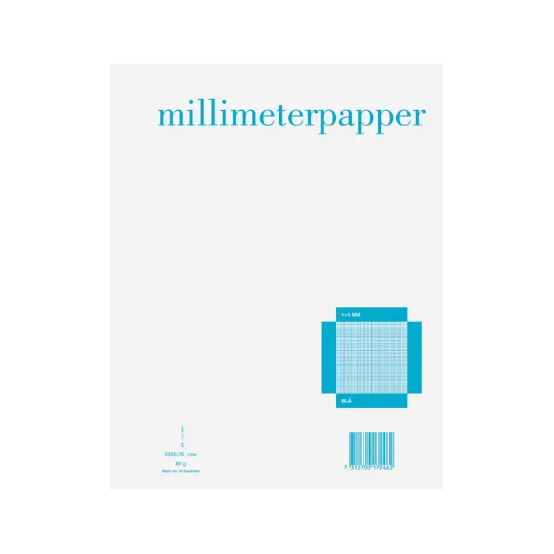 Millimeterpapper A4 1x1mm 50 ark