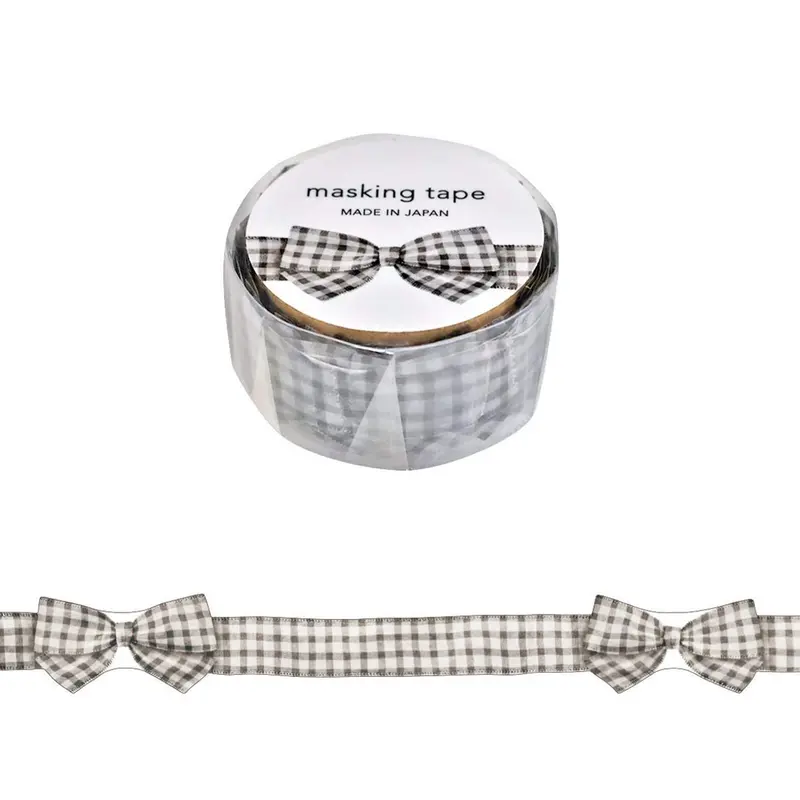 Mind Wave Ribbon Series Die Cut Washi Tape - Gingham Check Gray