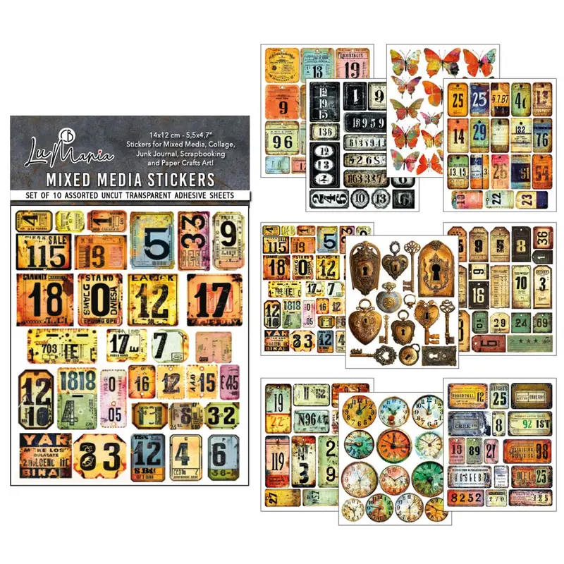 Mixed Media Stickers - 10-pack - Scratched Labels