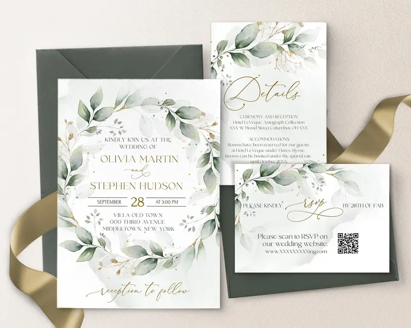 Modern Greenery Wedding Invite Bundle