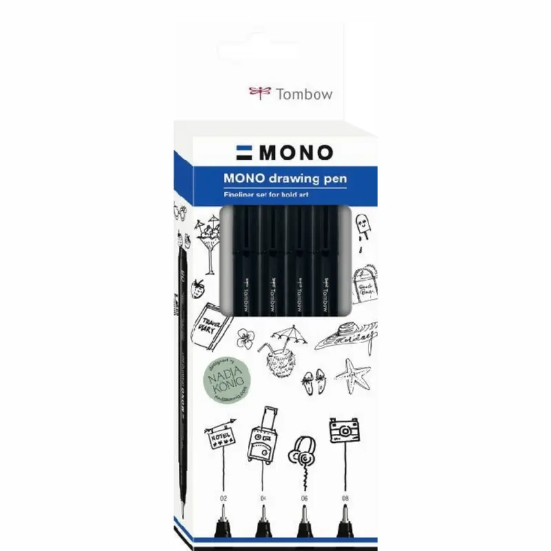 Mono drawing pen Fineliner 4-pack Svart Bold