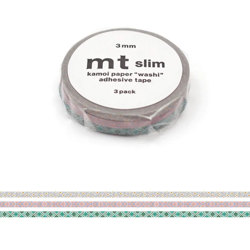 mt slim 3mm Washi Tape Set of 3 - Cross Stitch [3mm]