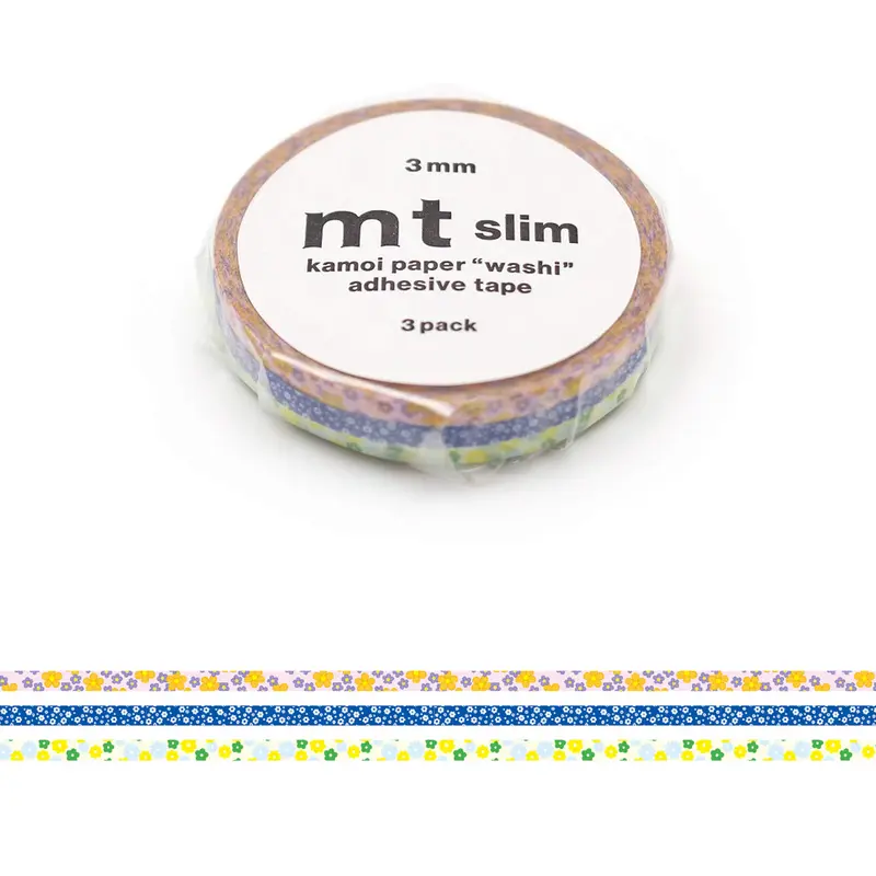 mt slim 3mm Washi Tape Set of 3 - Flower [3mm]