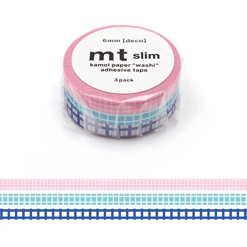 mt slim deco Washi Tape Set of 3 - Grid [6mm]