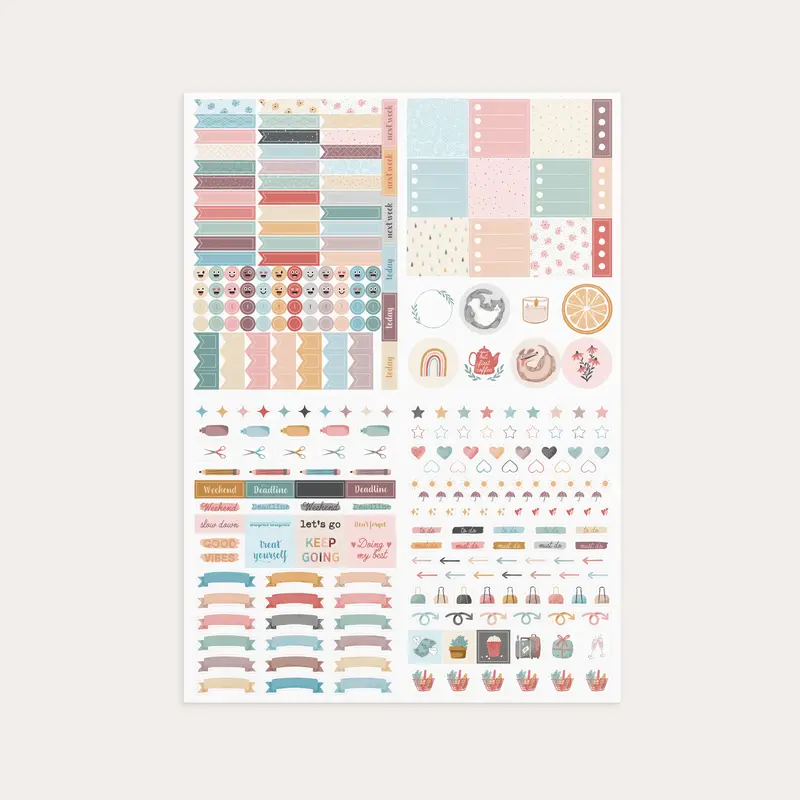 Muted Rainbow stickersark