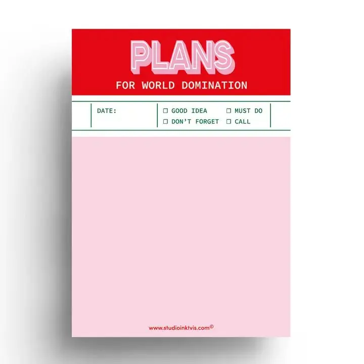 Notepad To Do List A6 - Plans For World Domination