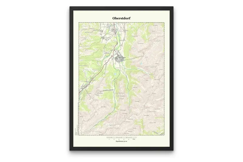 Oberstdorf - Vintage Topographische Landkarte Allgäuer Alpen