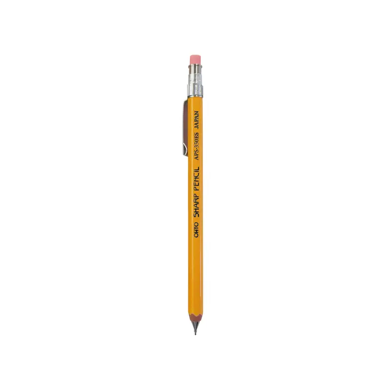 OHTO Mini Wooden Mechanical Pencil With Eraser 0.5mm - Yellow