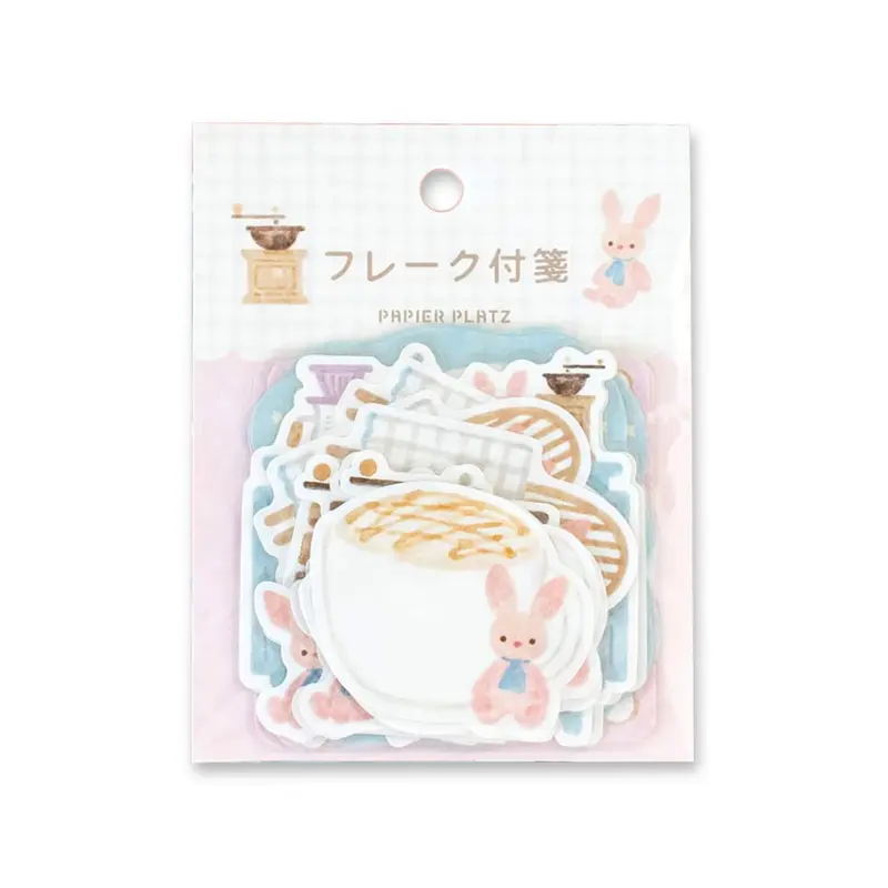 Papier Platz × Nakauchi Waka Flake Sticky Notes - Rabbit & Coffee