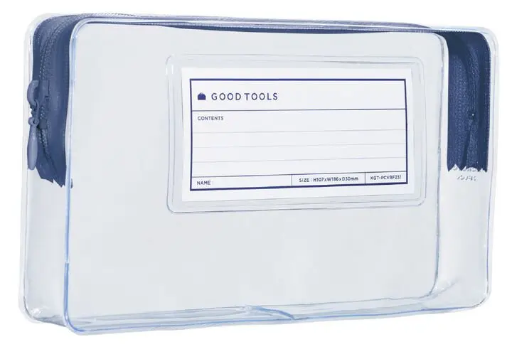 Pen Pouch Clear - Good Tools - Navy Zipper