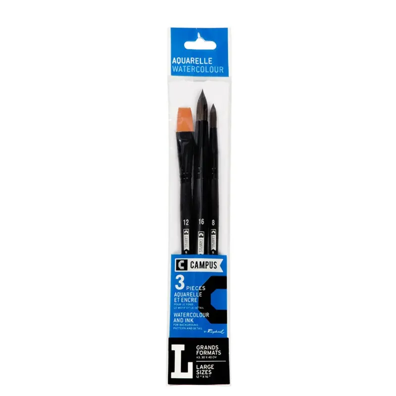 Penselset Campus - Syntet - 3 Watercolour brushes L