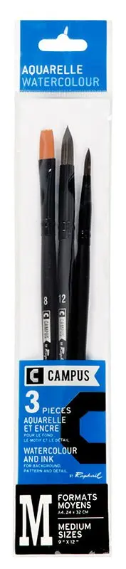 Penselset Campus - Syntet - 3 Watercolour brushes M