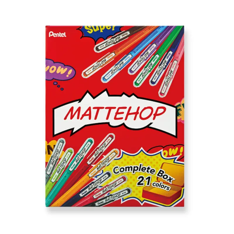 Pentel Mattehop Gel Roller Pen 21-Color Complete Box Set