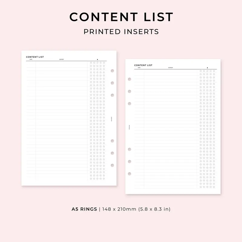 PI002 - Content List - Printed inserts