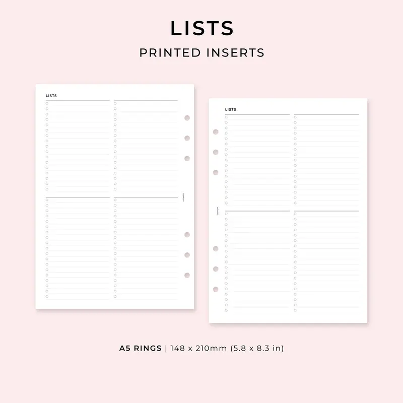 PI007 - Lists - Printed inserts