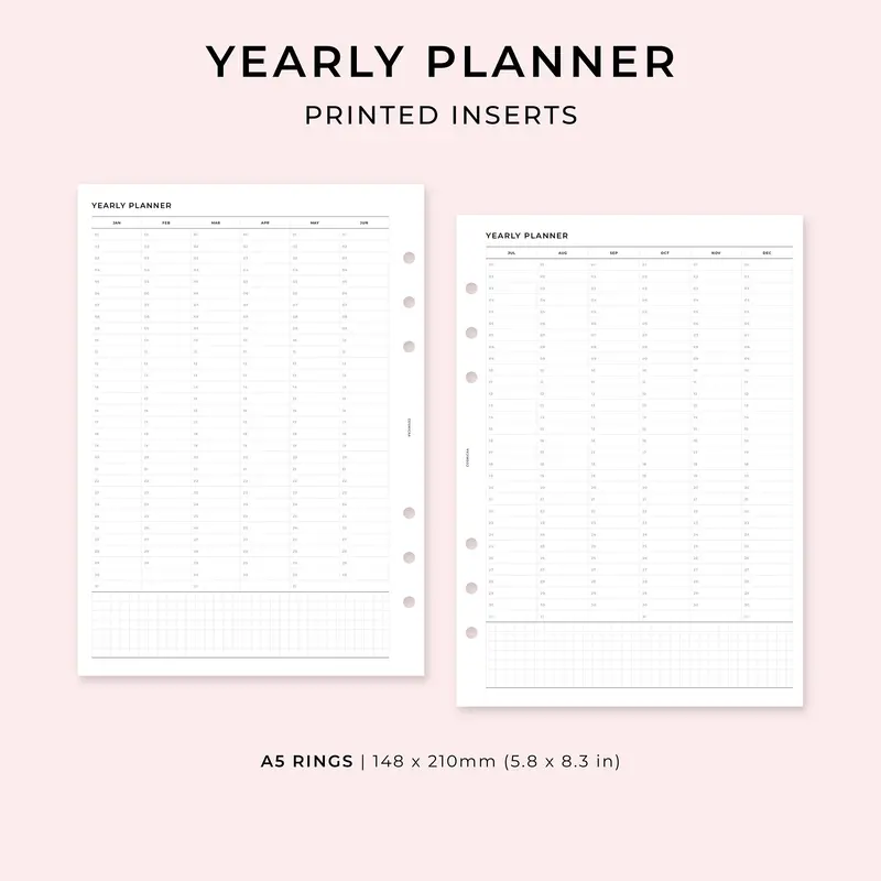 PI008 - Yearly Planner - Printed inserts
