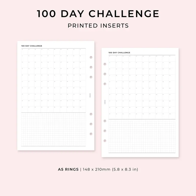 PI009 - 100 Day Challenge - Printed inserts