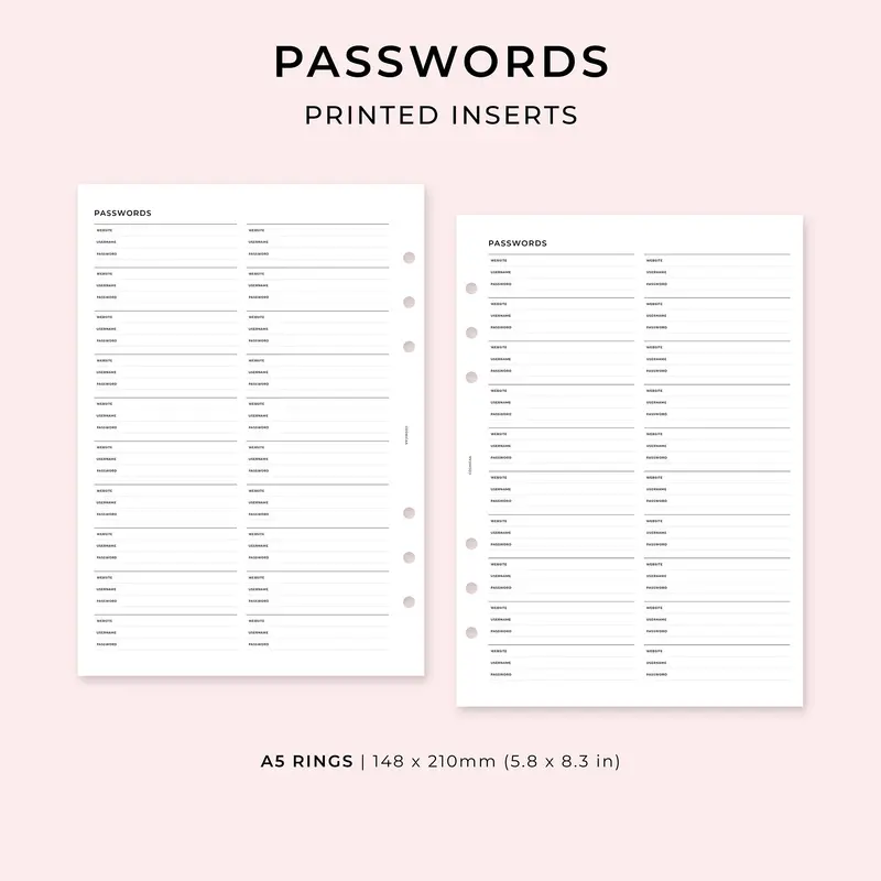 PI010 - Passwords - Printed inserts