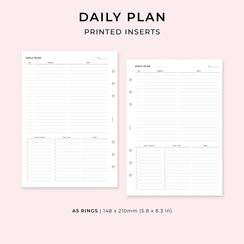 PI014 - Daily Plan undated - Printed inserts
