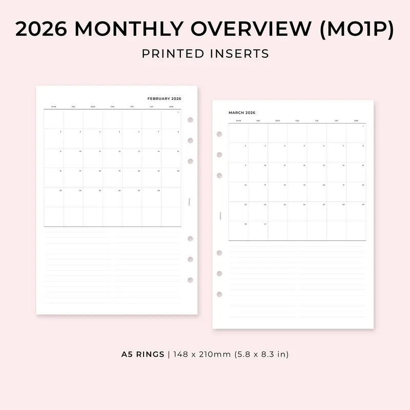 PI021 - 2026 Monthly Overview (MO1P) - Printed inserts