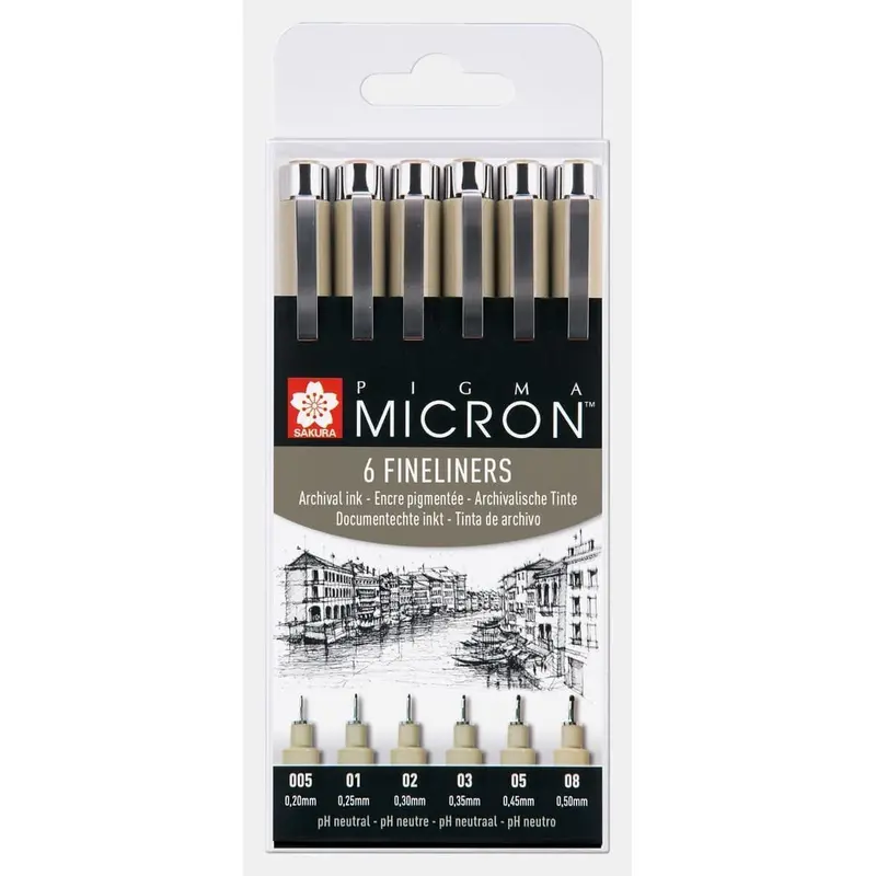 Pigma micron Fineliner Förpackningar Svarta - 005, 01, 02, 03, 05, 08