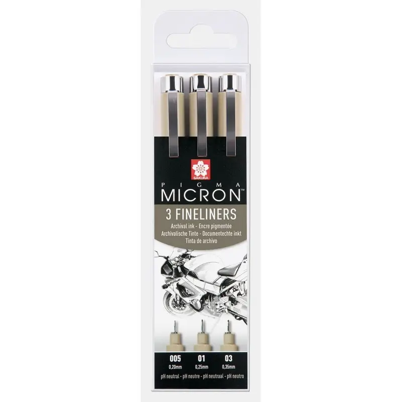 Pigma micron Fineliner Förpackningar Svarta - 005, 01, 03