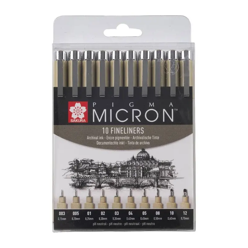 Pigma micron Fineliner Förpackningar Svarta - 10-pack