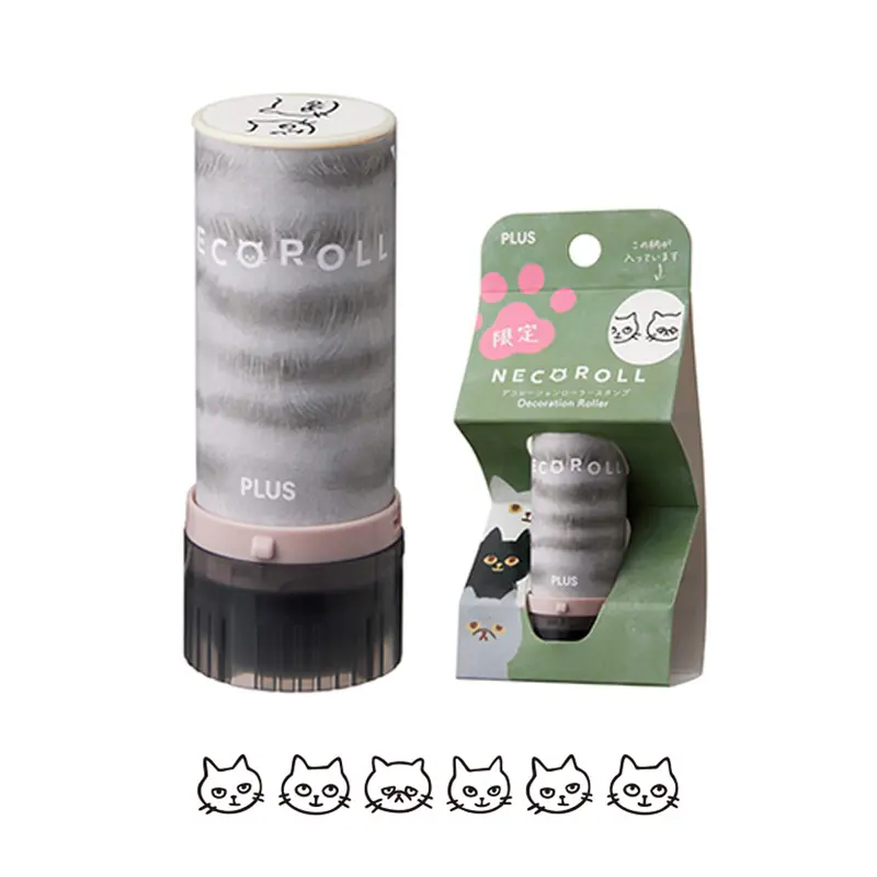 PLUS Deco Roll Stamp Limited - Neko Roll - Face / Black