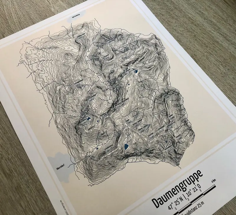 Poster Daumengruppe Landkarte Topographie