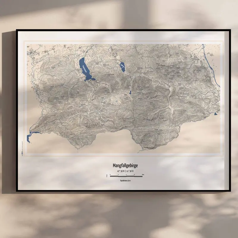 Poster Mangfallgebirge Karte Topographie