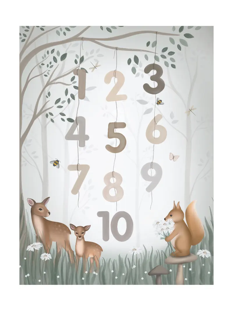 Poster Siffror 1–10 Skogsdjur