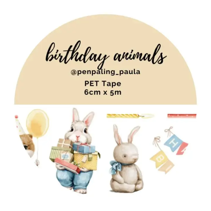 Pre cut Pet Tape - Penpaling Paula - Birthday Animals