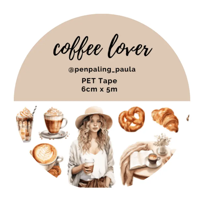 Pre cut Pet Tape - Penpaling Paula - Coffee Lover 60 mm