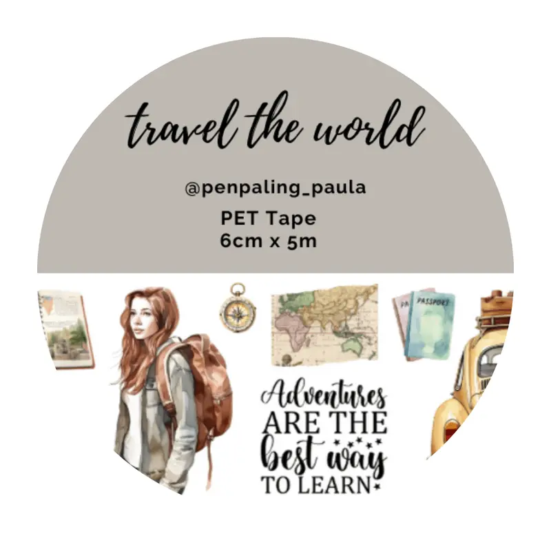 Pre cut Pet Tape - Penpaling Paula - Travel the world