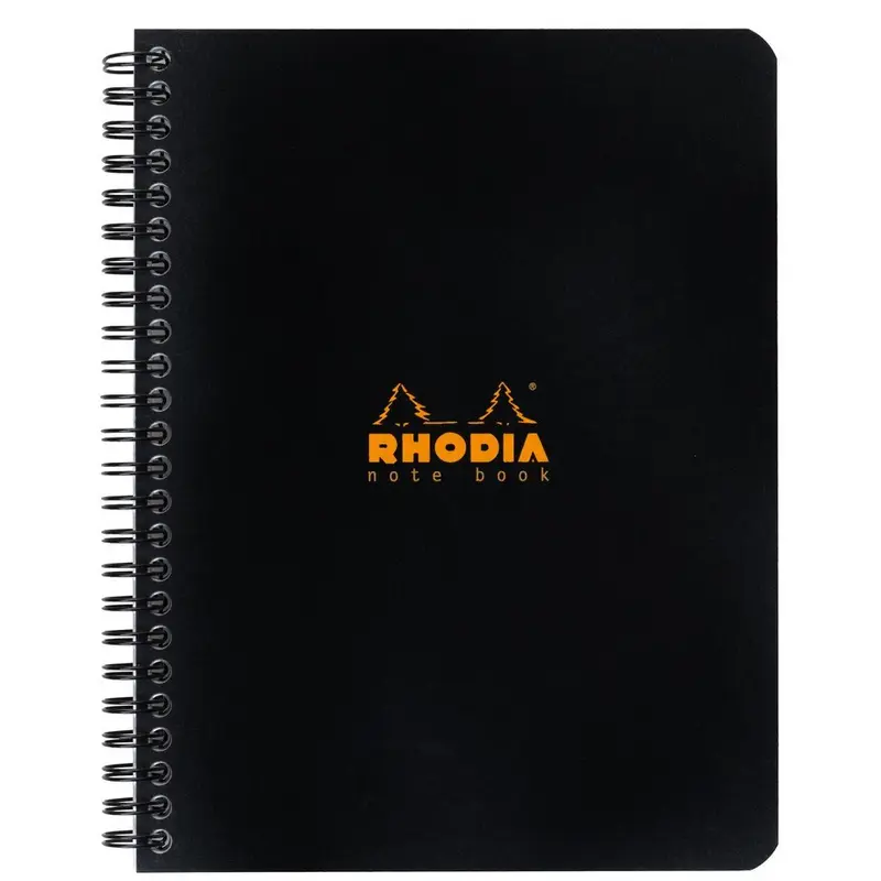 Rhodia Spiralblock A5+ Rutat Långsida Svart