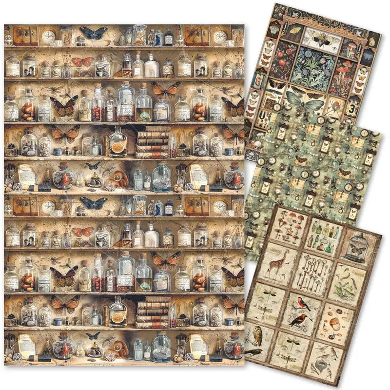 Rice Paper Art set - A4 - 4-pack - Cabinet of Curiosities