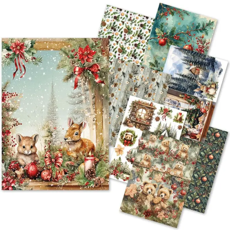 Rice Paper Art set - A5 - 8-pack - Hot Cocoa & Holly