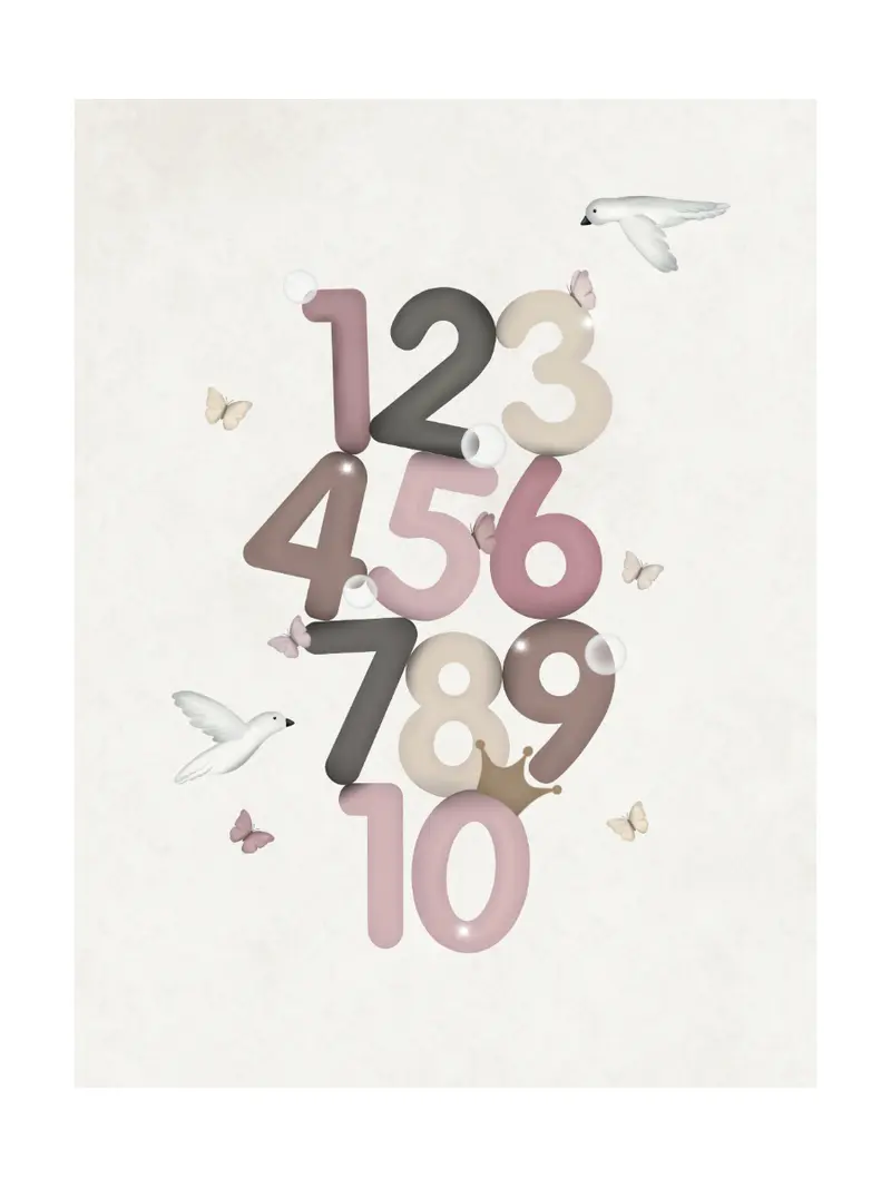 Rosa Siffror 1-10 Poster