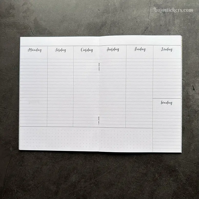 SECONDS – Traveler's Notebook B6 • SWEDISH Svensk Vertikal veckokalender 🇸🇪