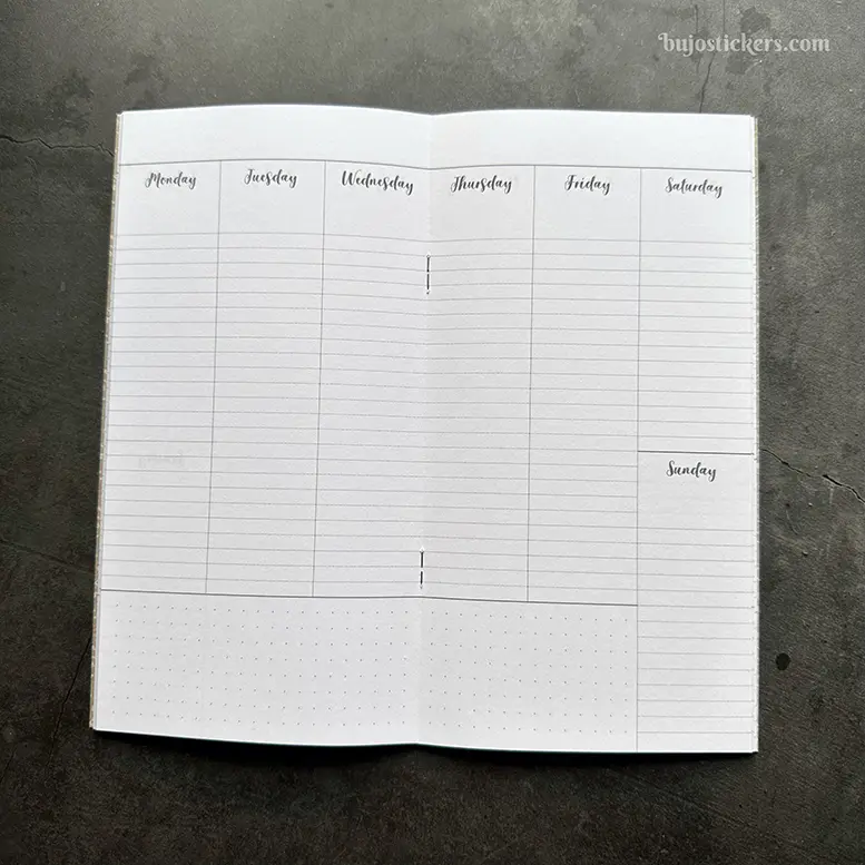 SECONDS – Traveler's Notebook  – Regular size – Vertical Weekly Calendar