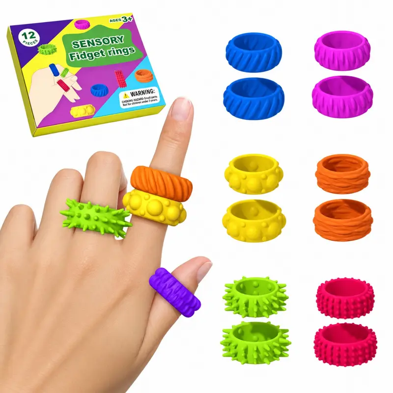 Sensoriska fidgetringar, 12-pack