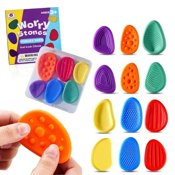 Sensoriska Stenar - Taktilt fidget set med 6 olika texturer