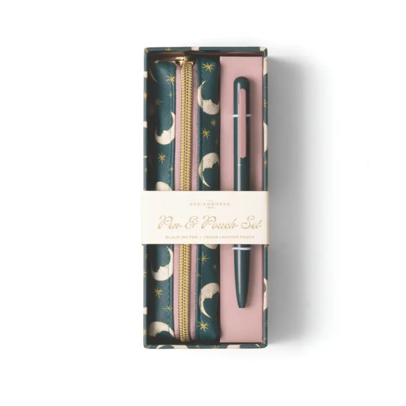 Set med Penna och pennfodral, Teal Moon