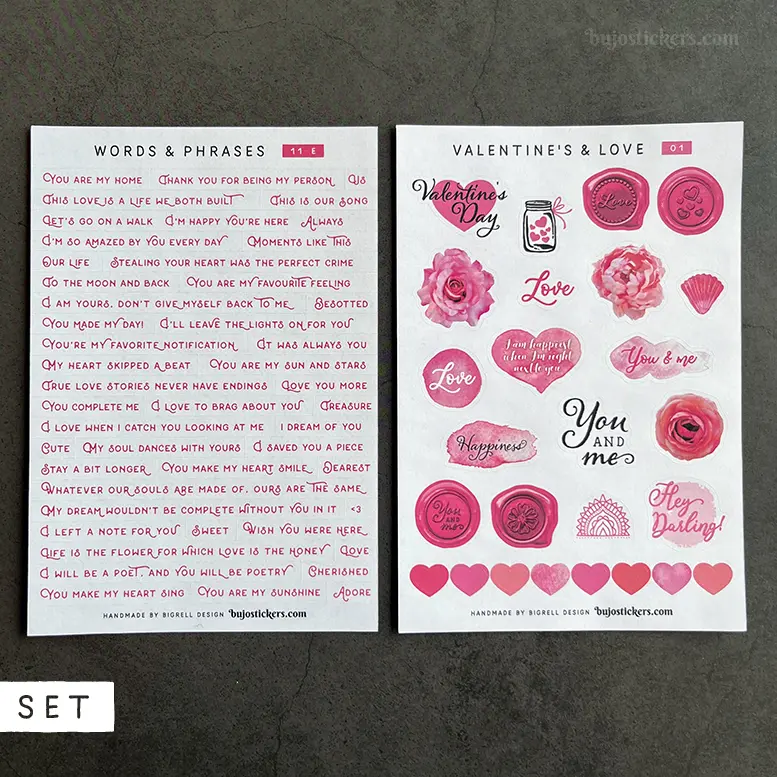 SET of 2 • Love phrases & Valentine's day