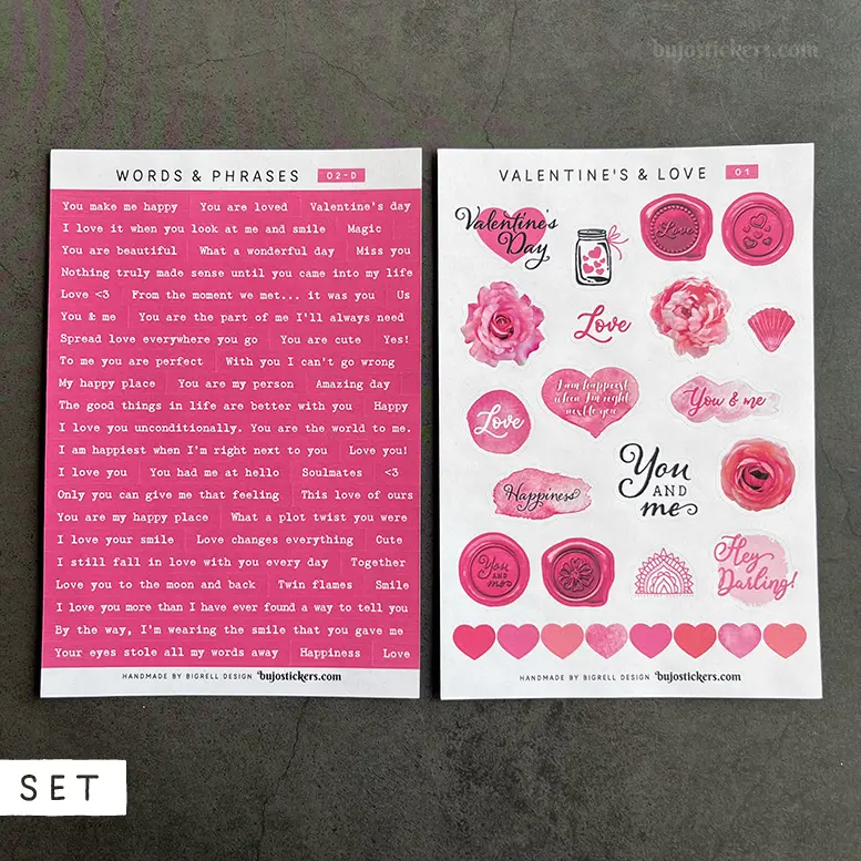 SET of 2 • Love phrases & Valentine's day