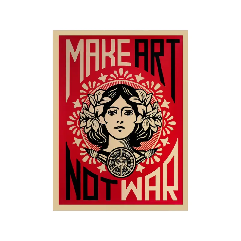 Shepard Fairey konsttryck Make Art, Not War! (45 x 60 cm)