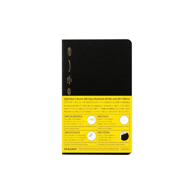 STÁLOGY Editor's Series 365 Days Notebook A6 Slim Black
