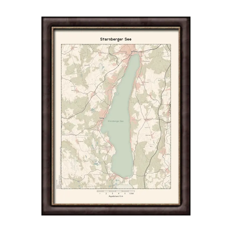 Starnberger See - Vintage Landkarte Bayern
