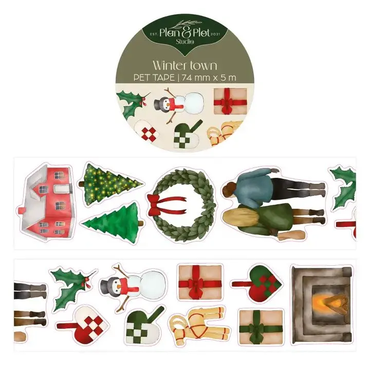 Sticker Pet Tape - Pre-cut - Winter town - 74 mm