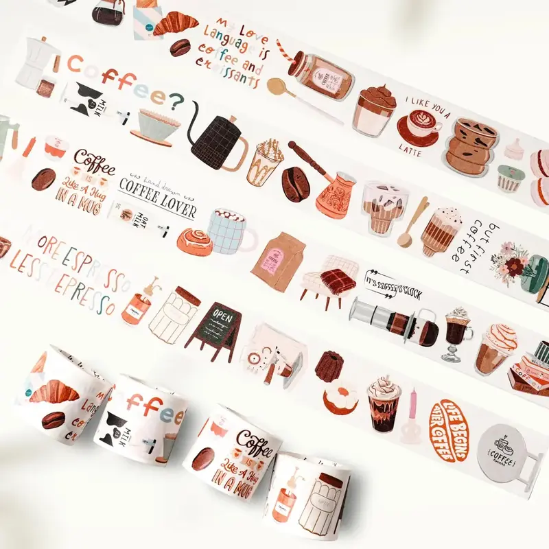 Sticker Set Washi Tape - Coffee? - 4-pack